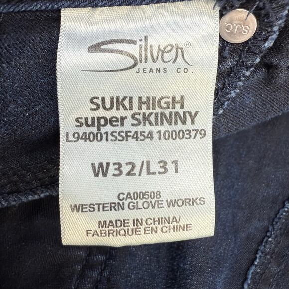 Silver Jeans Women's 32x31 (14) Dark Blue Suki High Super Skinny Preppy Normcore - Picture 8 of 15